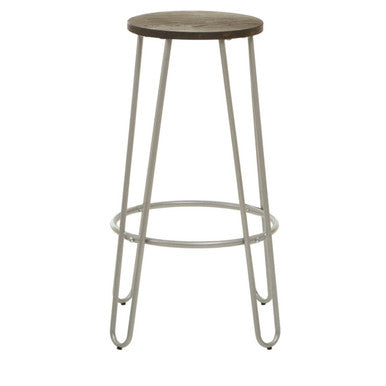 District Silver Finish Metal Frame Bar Stool