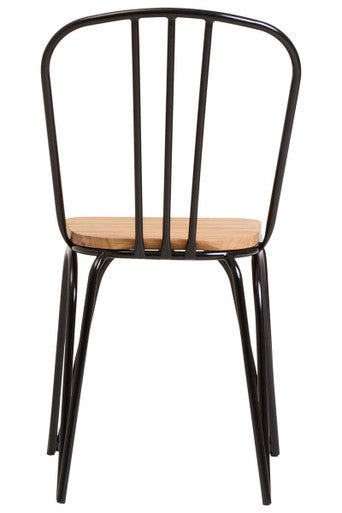 District Dining Chair Elm Wood Seat With Black Finish Metal Frame