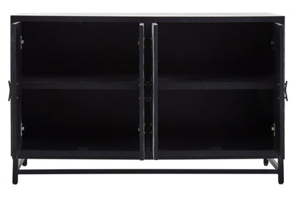Lombok Black Rustic Chevron Four Door Sideboard