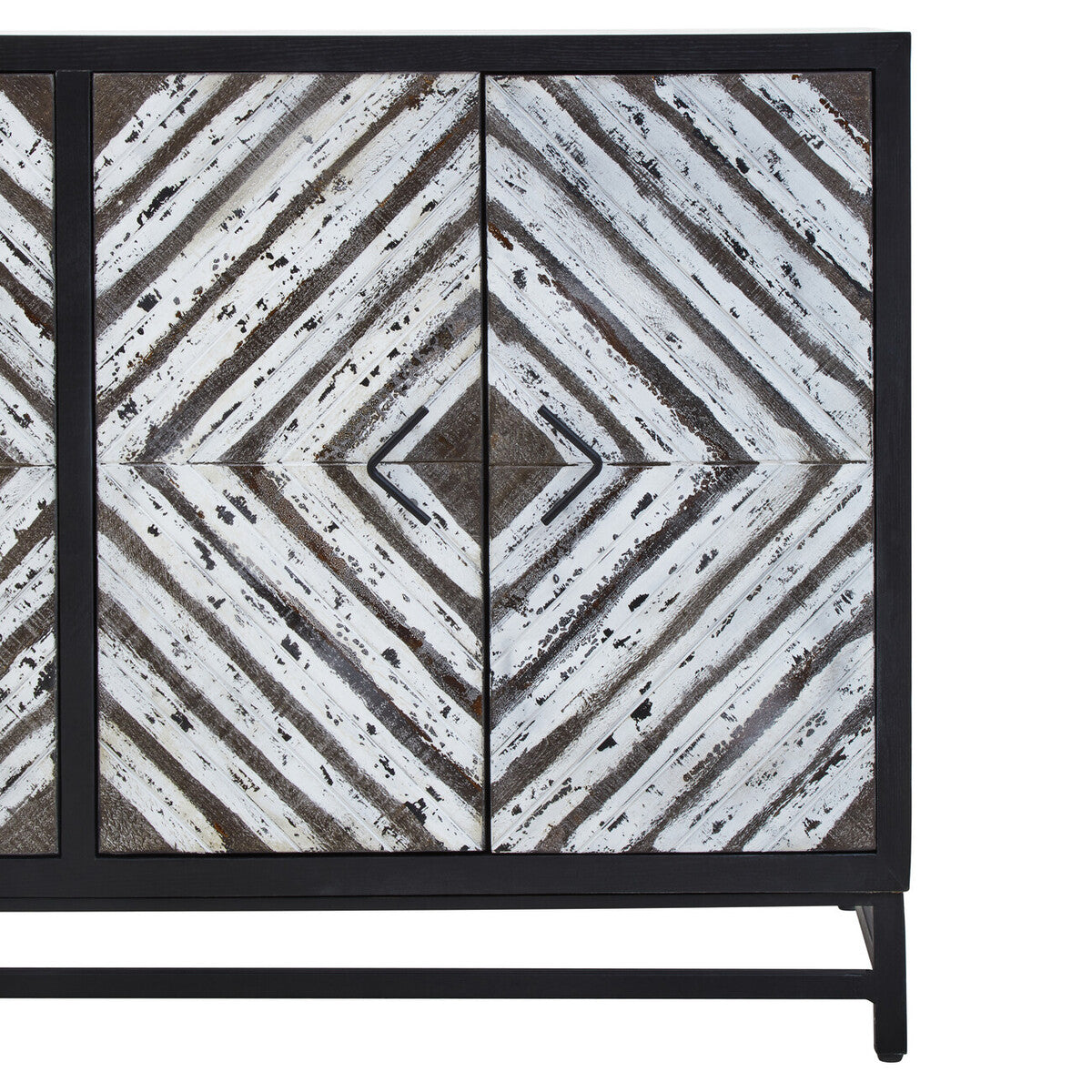 Lombok Black Rustic Chevron Four Door Sideboard