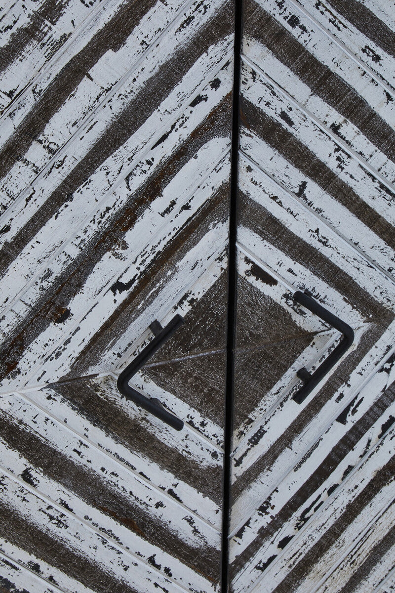 Lombok Black Rustic Chevron Four Door Sideboard