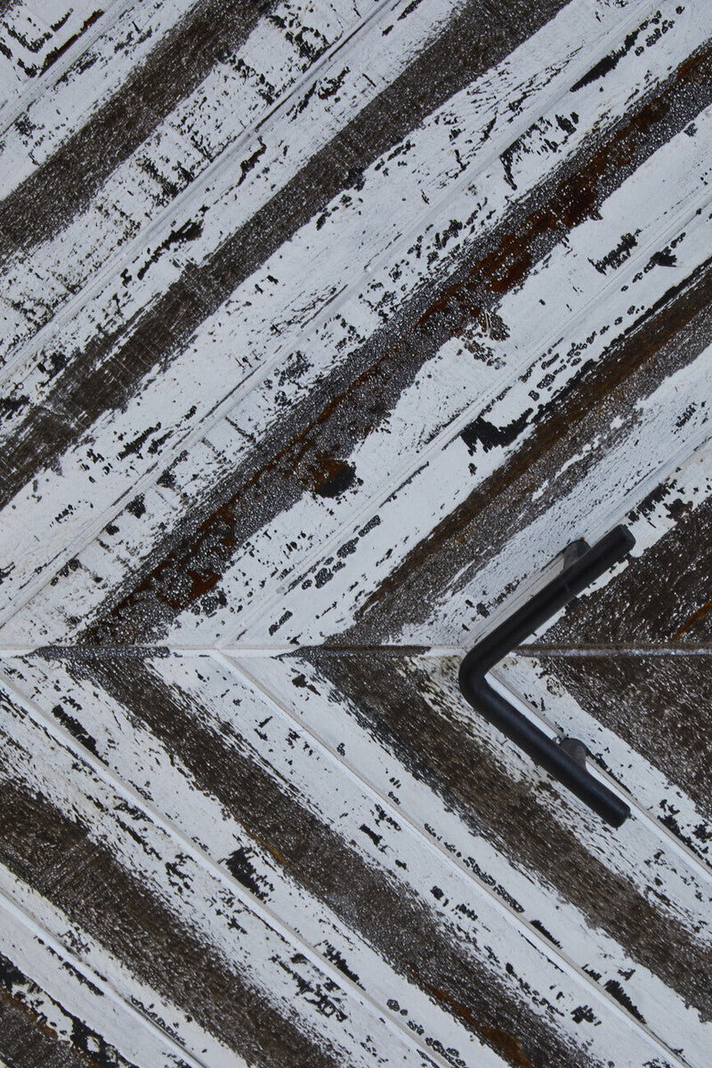 Lombok Black Rustic Chevron Four Door Sideboard