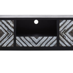 Lombok Rustic Chevron Design Media Unit with Black Frame