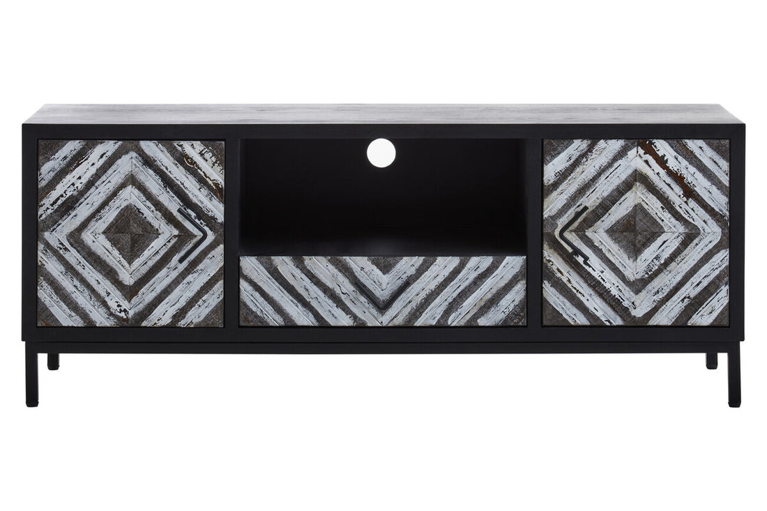 Lombok Rustic Chevron and Black Frame Media Unit