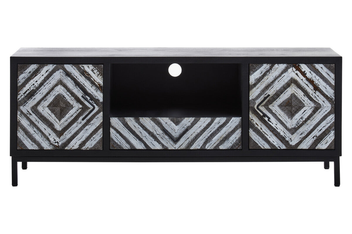 Lombok Rustic Chevron and Black Frame Media Unit