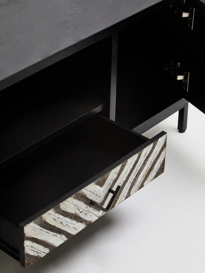 Lombok Rustic Chevron and Black Frame Media Unit