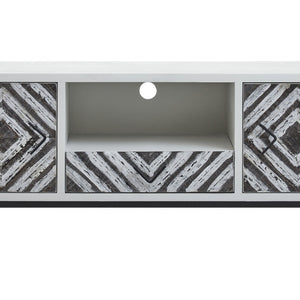 Lombok Rustic Chevron Design Media Unit with White Frame
