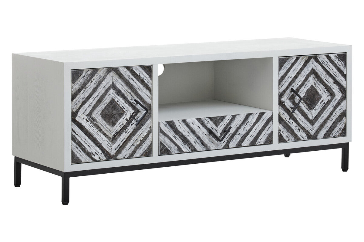 Lombok Rustic Chevron and White Frame Media Unit