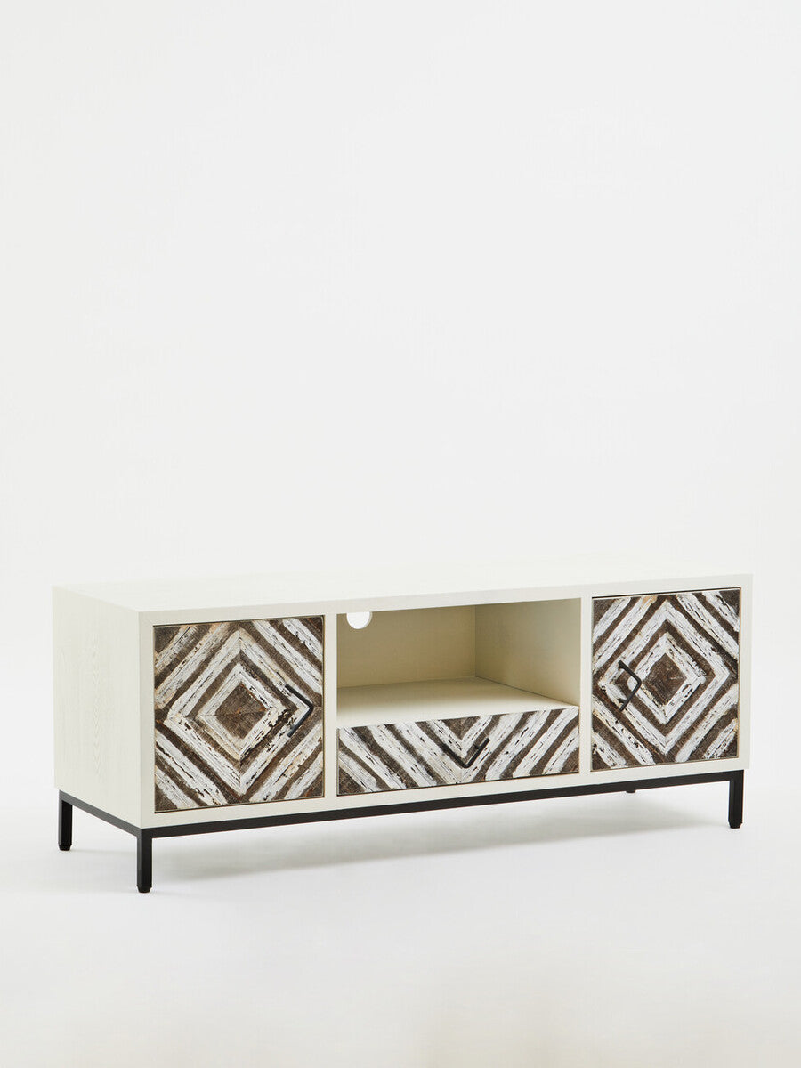 Lombok Rustic Chevron and White Frame Media Unit