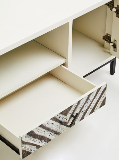 Lombok Rustic Chevron and White Frame Media Unit