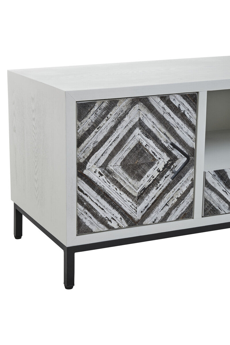 Lombok Rustic Chevron and White Frame Media Unit