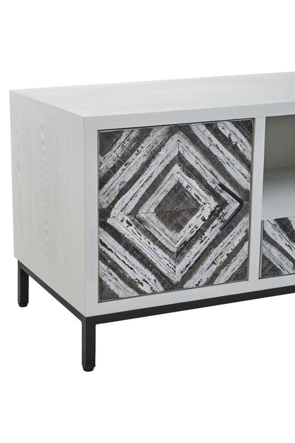 Lombok Rustic Chevron and White Frame Media Unit