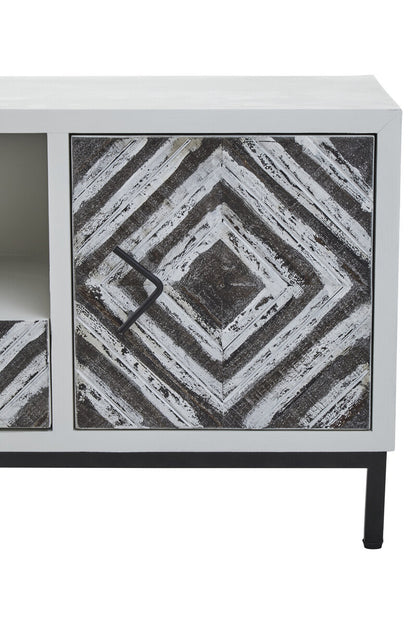 Lombok Rustic Chevron and White Frame Media Unit