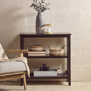Heritage Black Wooden 2 Tier Bookshelf with Cross Detail