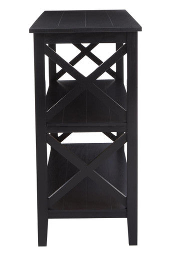 Heritage Three Shelf Large Black Bookcase