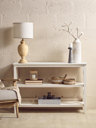 Heritage Three Shelf Large Ivory Bookcase