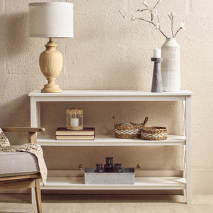 Heritage Three Shelf Large White Bookcase