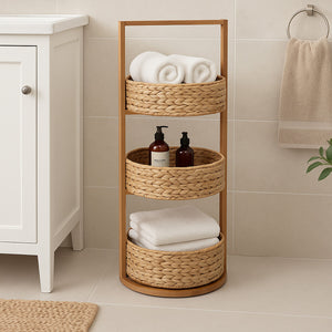 Arles Natural Water Hyacinth 3 Tier Storage Caddy