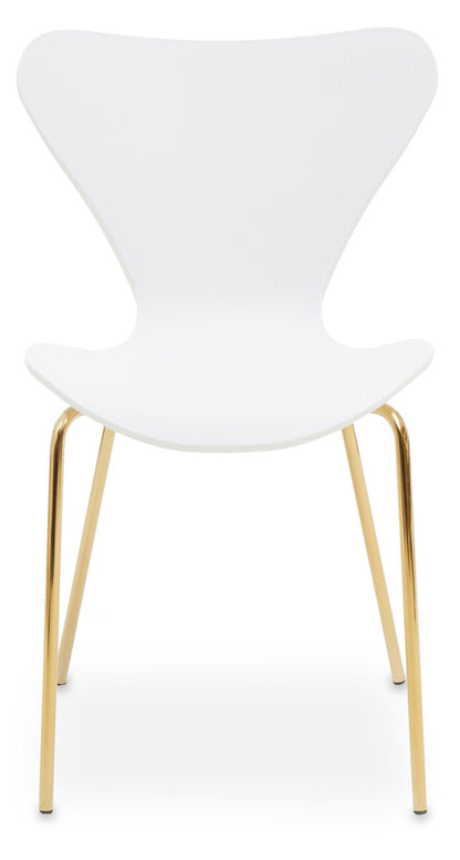 Laila White Seat Dining Chair With Gold Chrome Legs