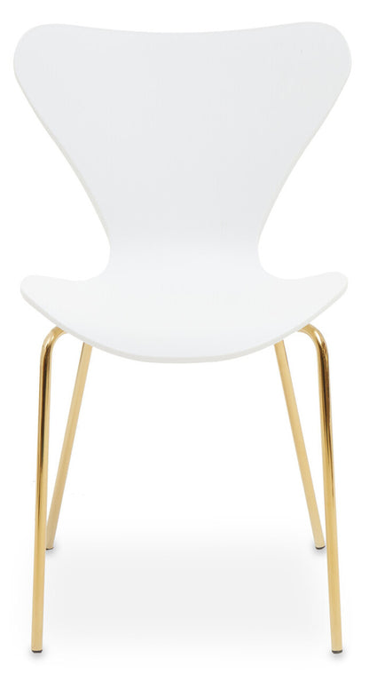 Laila White Seat Dining Chair With Gold Chrome Legs