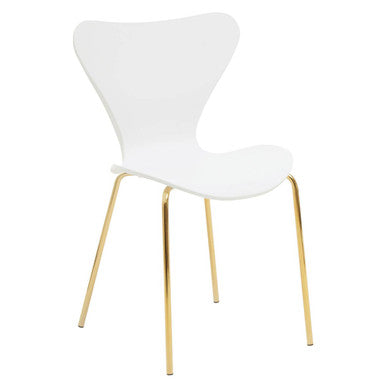 Laila White Seat Dining Chair With Gold Chrome Legs