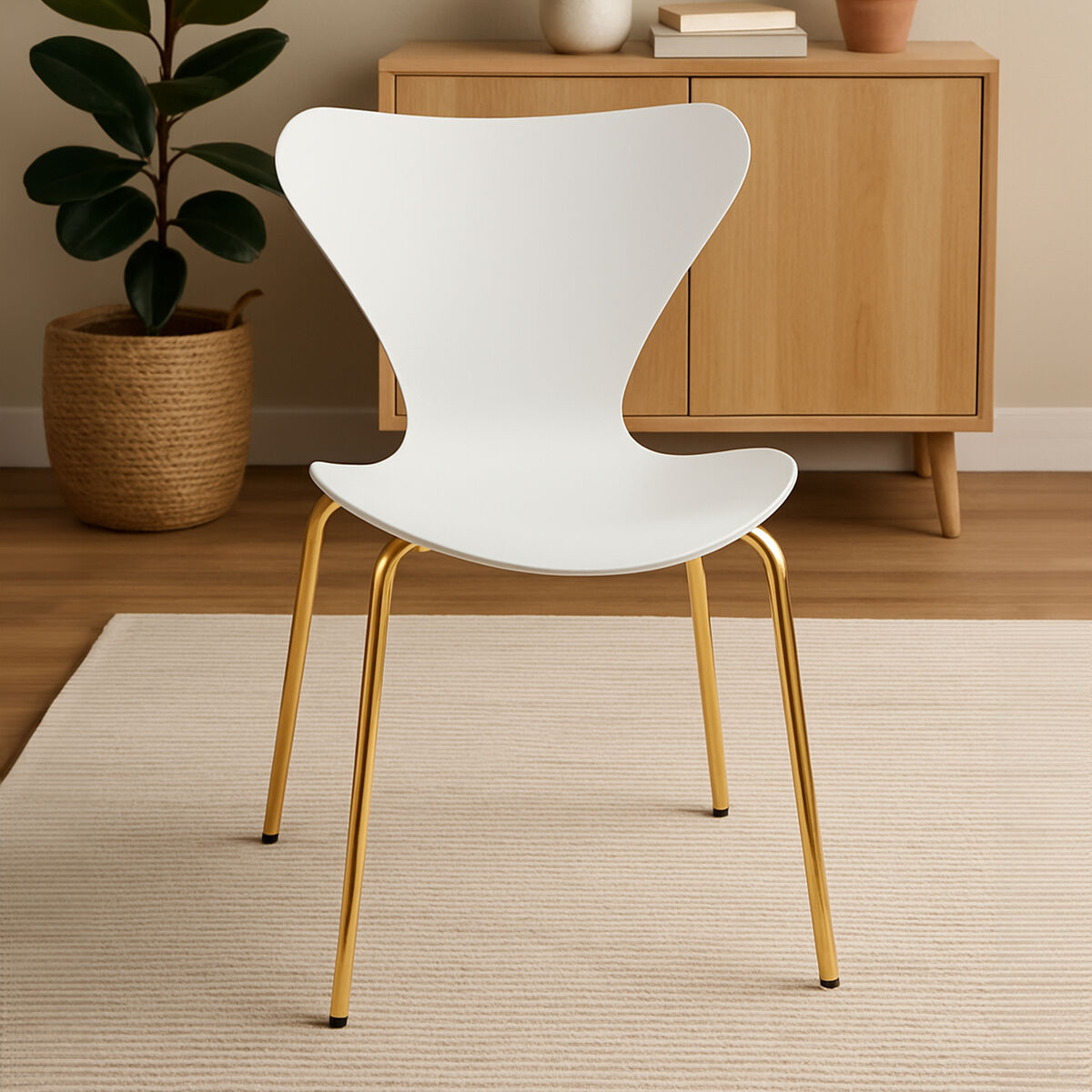 Laila White Seat And Gold Finish Legs Dining Chair