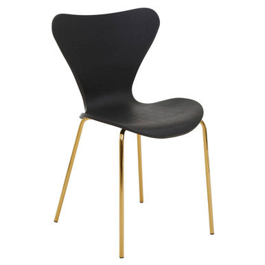 Laila Black Seat Dining Chair With Gold Chrome Legs