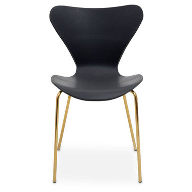 Black chair with gold legs on a white background