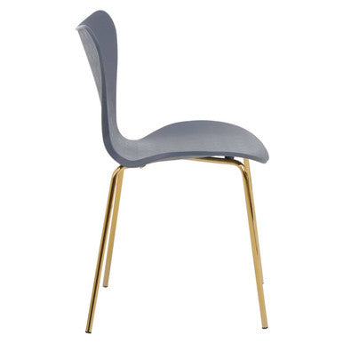 Laila Grey Seat Dining Chair With Gold Chrome Legs