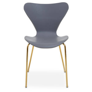 Laila Grey Seat Dining Chair With Gold Chrome Legs