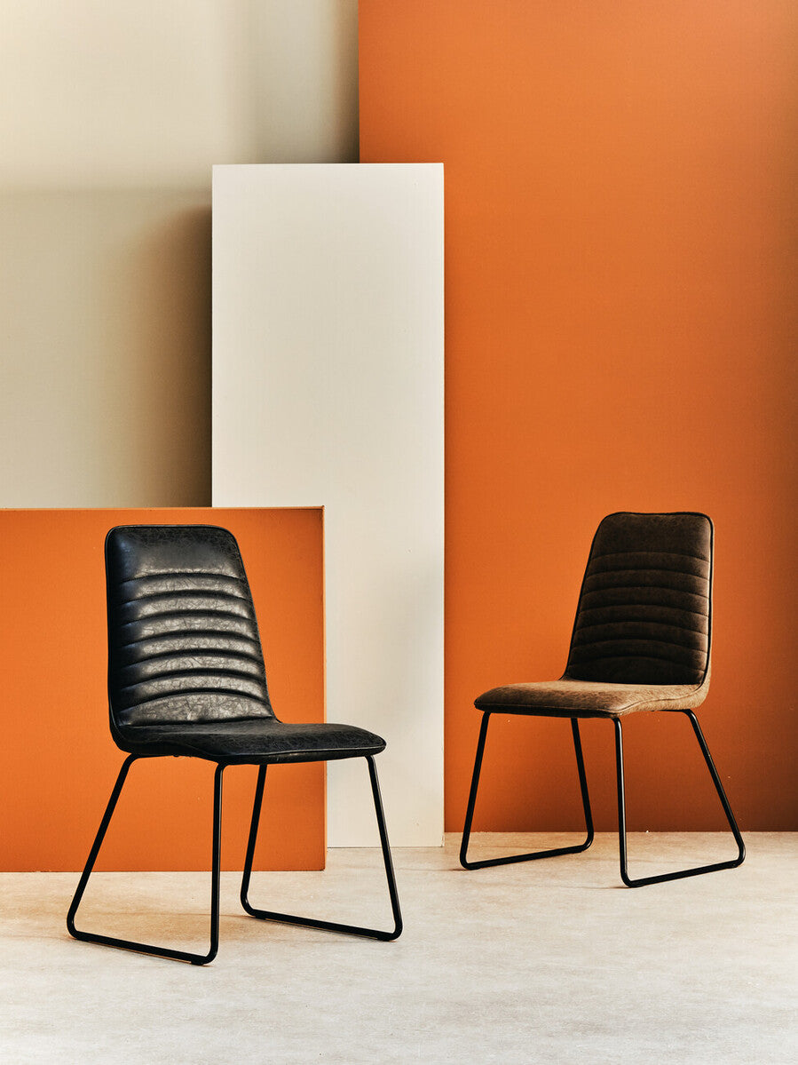 New Foundry Black Leather Effect Chair