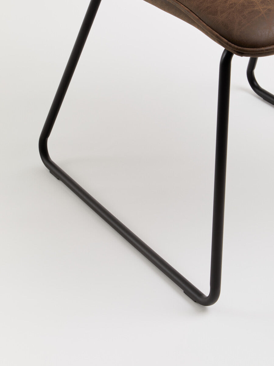 New Foundry Brown Leather Effect Chair - Image 10