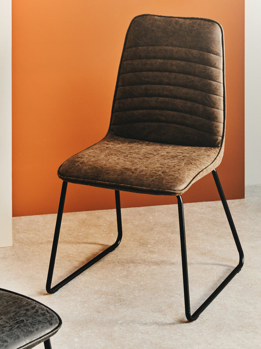 New Foundry Brown Leather Effect Chair - Image 5
