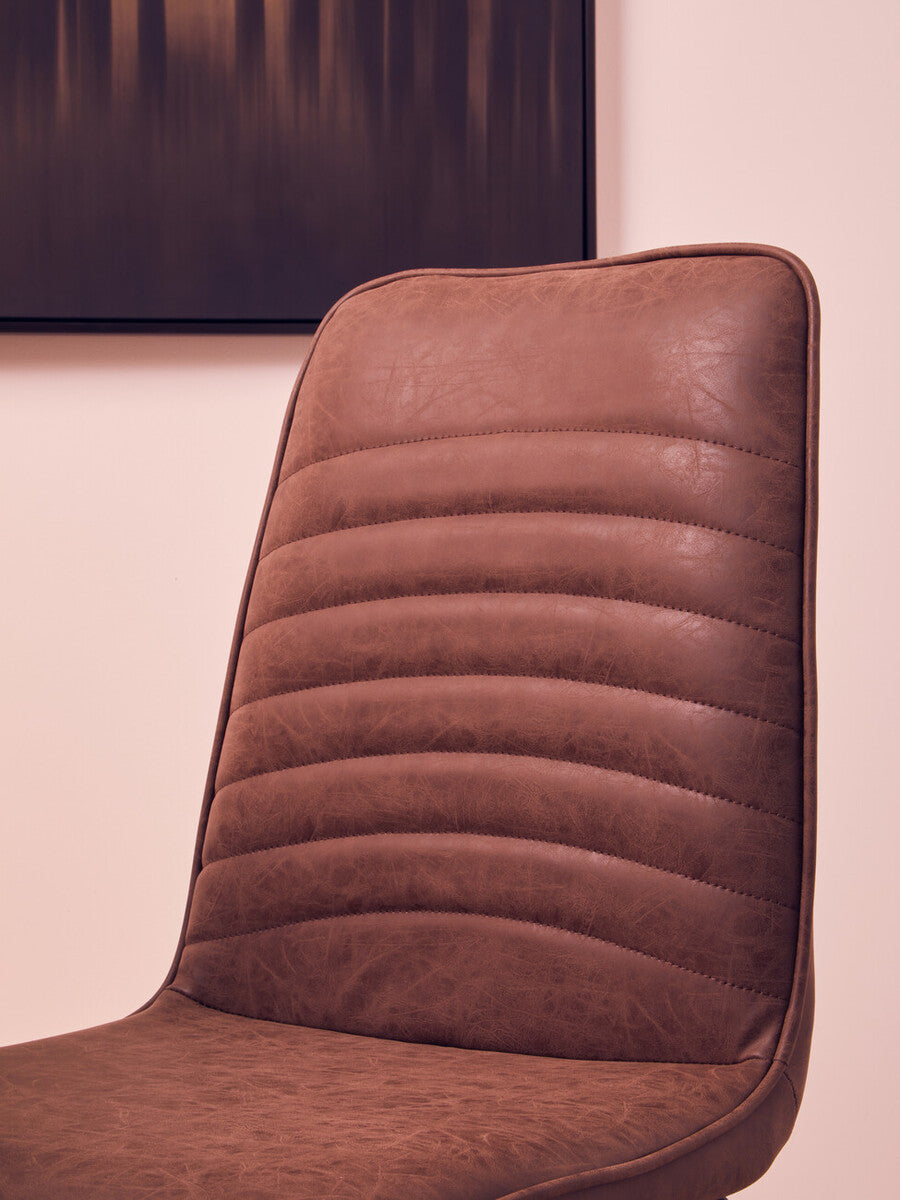 New Foundry Brown Leather Effect Chair - Image 4