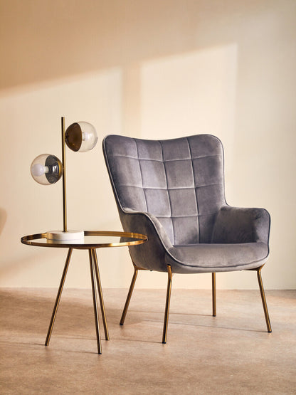 Stockholm Grey Velvet Chair