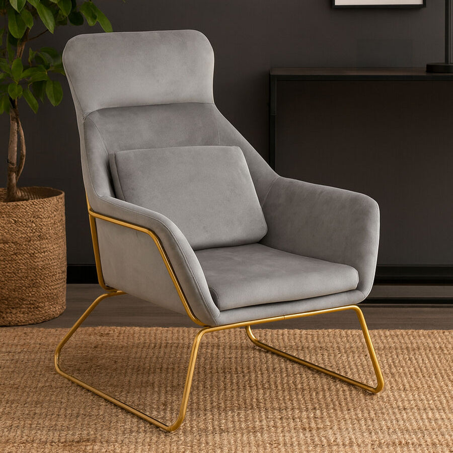 Stockholm Grey Velvet Armchair