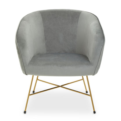 Stockholm Grey Velvet Curved Accent Chair