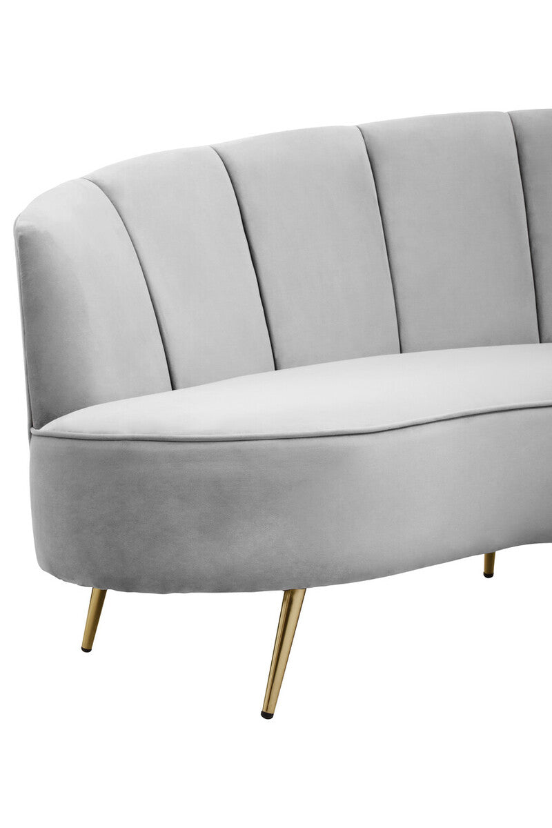 Hasna Three Seat Grey Velvet Sofa