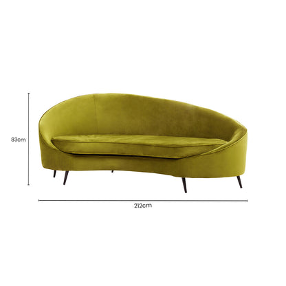 3 Seater Olive Velvet Sofa, Hasina