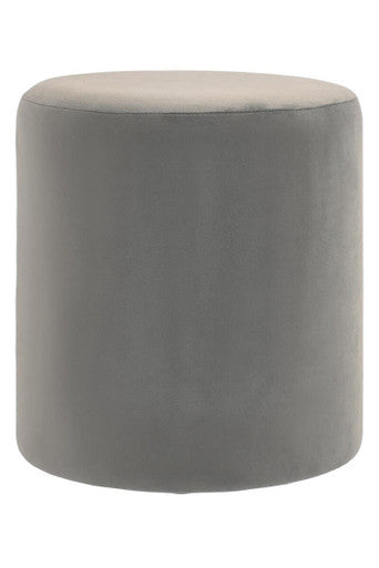 Gray cylindrical stool with a beige top on a white background