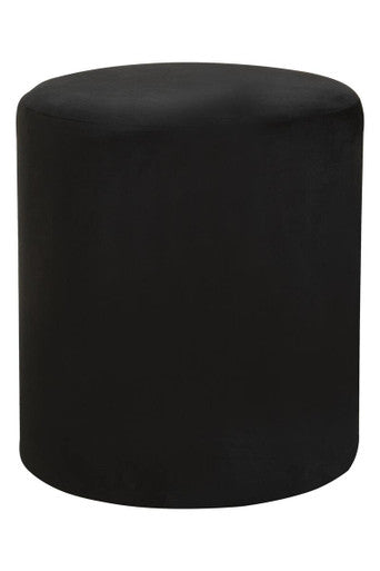 Black cylindrical ottoman on a white background