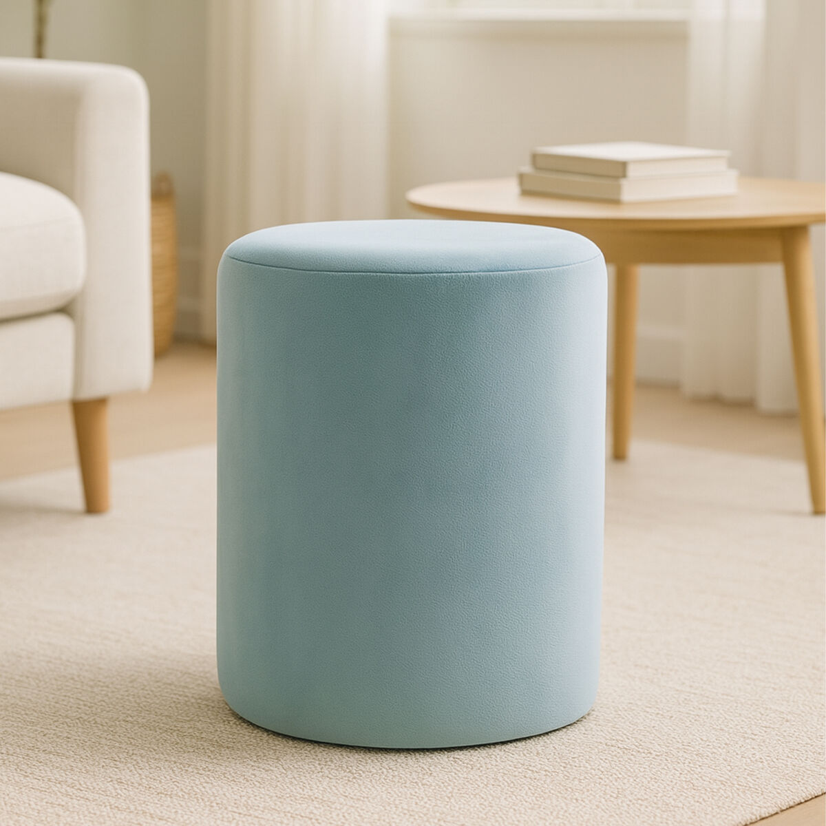 Haley Blue Velvet Pouffe