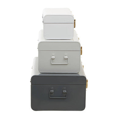 Parley Set Of Three Assorted Grey Storage Trunks