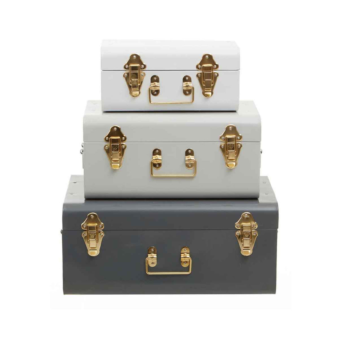 Parley Set Of Three Assorted Grey Storage Trunks