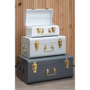 Parley Set Of Three Assorted Grey Storage Trunks