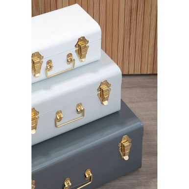 Parley Set Of Three Assorted Grey Storage Trunks