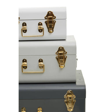Parley Set Of Three Assorted Grey Storage Trunks