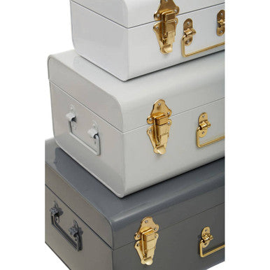 Parley Set Of Three Assorted Grey Storage Trunks