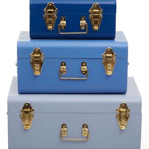 Set of Three Assorted Blue Storage Trunks | Parley