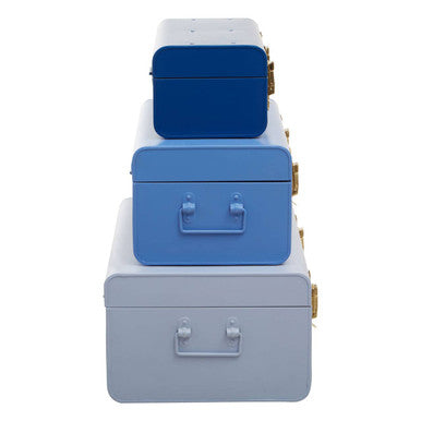 Parley Set Of Three Assorted Blue Storage Trunks